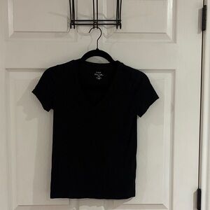 J Crew Factory Black V-Neck Short Sleeve Tee